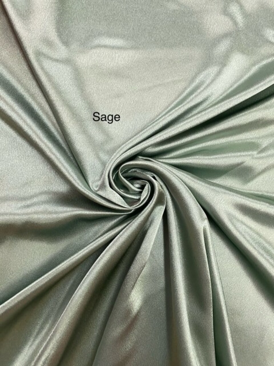 1 Yard Sage Green Crepe Satin Fabric Shiny Matte Polyester For Gowns Dresses Costumes 58" Width